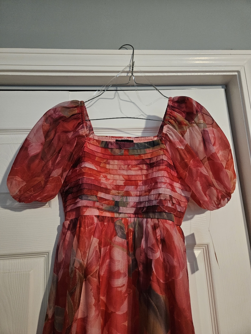 NWT Girl's Puff Sleeve Pleated Bodice Babydoll Dress Size 10 - Picture 2 of 8